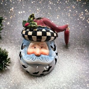 Ceramic Santa Head Luminary Tealight Candle Holder - Christhomas Corp (20467)